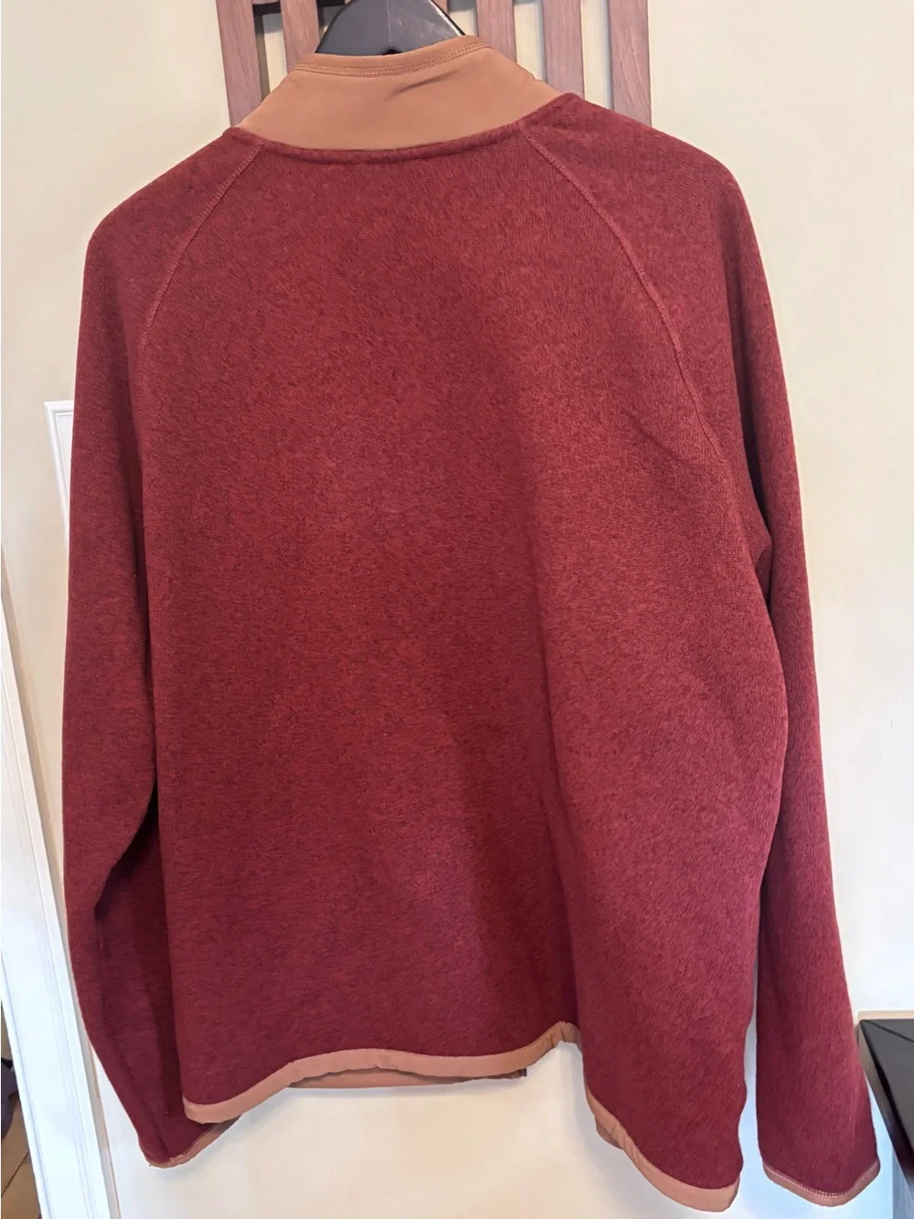 The North Face Men's Burgundy and Tan Fleece Jacket
